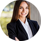 A female office worker with long hair